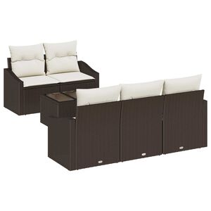 vidaXL Conjunto de Sof&aacute;s com almofada 6 pcs Marrom e Creme vime PE