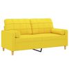 vidaXL Sof&aacute; 2 lug. + almofadas decorativas 140 cm tecido amarelo-claro
