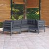 vidaXL 4 pcs conjunto lounge de jardim c/ almofad&otilde;es pinho cinza