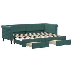 vidaXL Sof&aacute;-cama c/ gavet&atilde;o e gavetas 80x200cm veludo verde-escuro