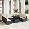vidaXL Conjunto de Sof&aacute; de Jardim 10 pcs Preto Rattan Sint&eacute;tico