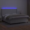 vidaXL Cama box spring c/colch&atilde;o/LED 160x200cm couro artificial branco