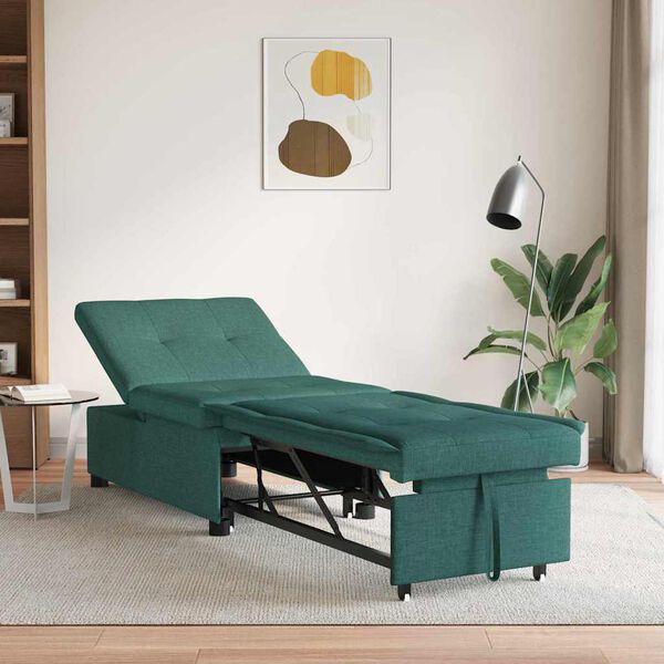vidaXL Sof&aacute;-cama retr&aacute;til Verde Escuro 194 x 50 x 82 cm tecido