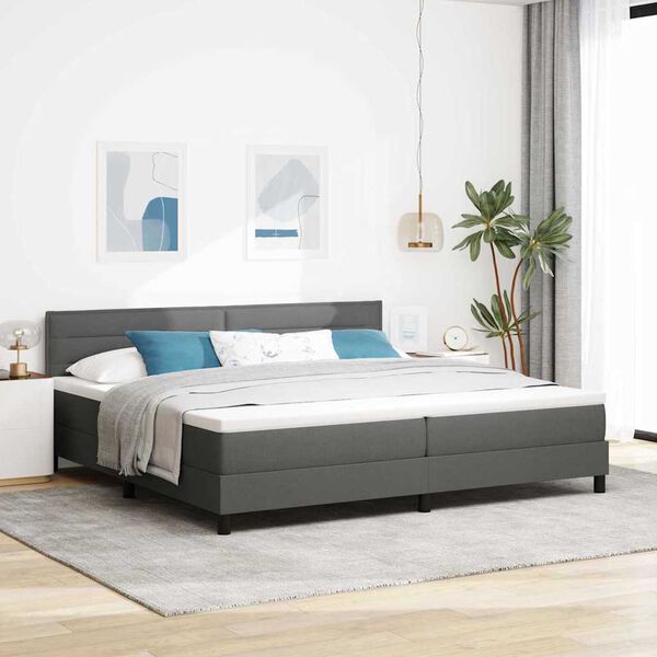 vidaXL Cama Box com colch&atilde;o Cinza Escuro 200 x 200 cm tecido