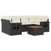 vidaXL 7 pcs conjunto de sof&aacute;s p/ jardim c/ almofad&otilde;es vime PE preto
