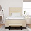 vidaXL Cama Box com colch&atilde;o com cabeceira Creme 120 x 190 cm tecido