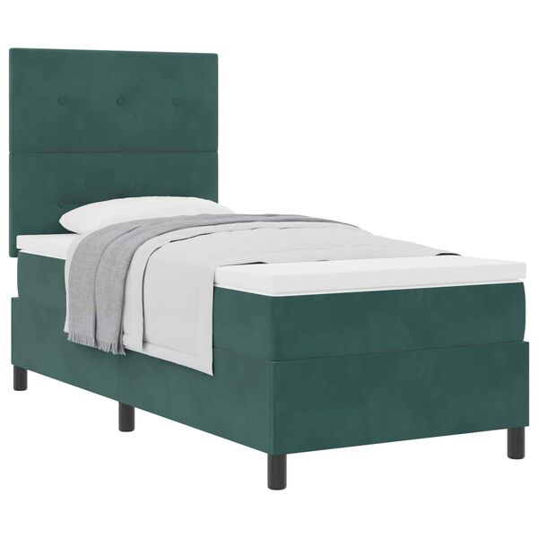 vidaXL Cama Box com colch&atilde;o Verde Escuro 90 x 200 cm tecido
