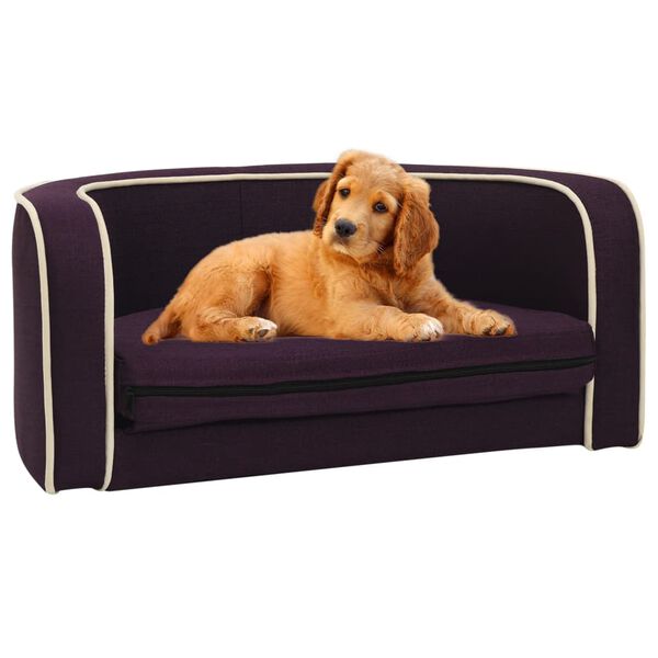 vidaXL Sof&aacute; p/ c&atilde;es dobr&aacute;vel 76x71x30 cm almofad&atilde;o de linho bord&ocirc;