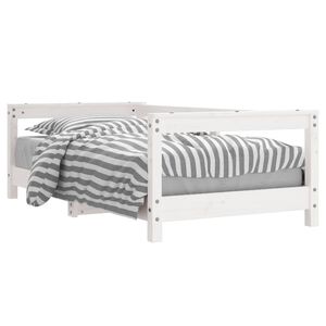 vidaXL Estrutura de cama infantil 70x140 cm pinho maci&ccedil;o branco