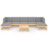 vidaXL 8 pcs conjunto lounge de jardim c/ almofad&otilde;es pinho maci&ccedil;o