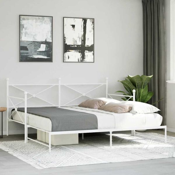 vidaXL Cama de dia com gavet&atilde;o sem colch&atilde;o 107x203 cm a&ccedil;o branco