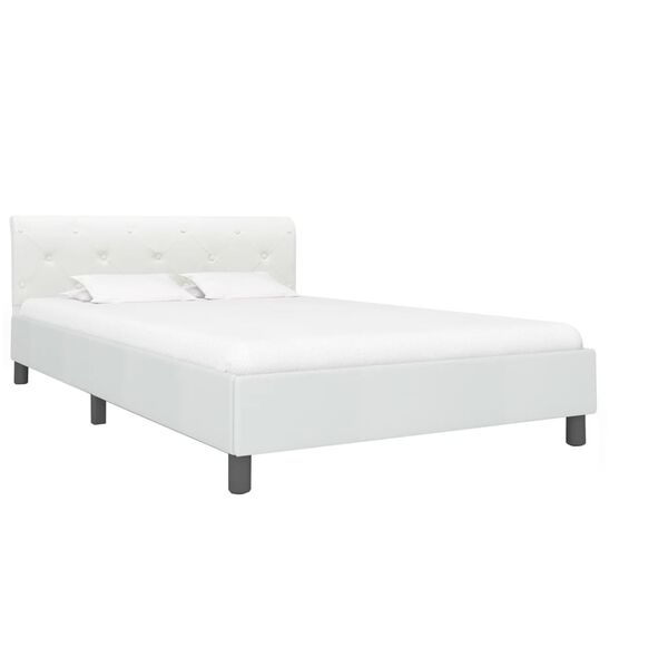 vidaXL Estrutura de cama 140x200 cm couro artificial branco