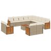 vidaXL 14 pcs conjunto de sof&aacute;s p/ jardim com almofad&otilde;es vime PE bege