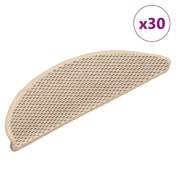 vidaXL Tapetes escada adesivos aspeto sisal 30 pcs 56x17x3 cm berbere