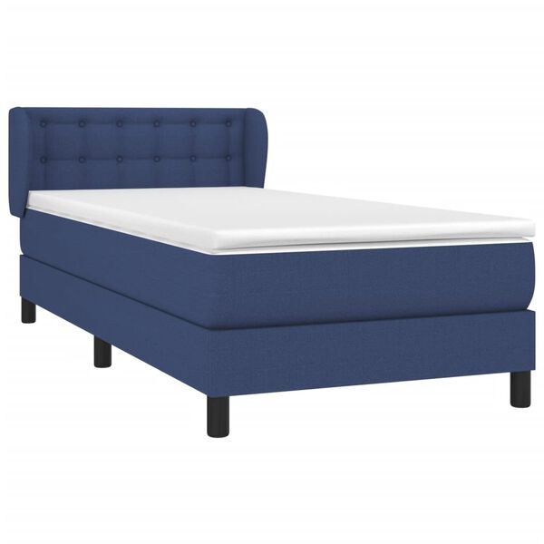 vidaXL Cama com molas/colch&atilde;o 90x190 cm tecido azul