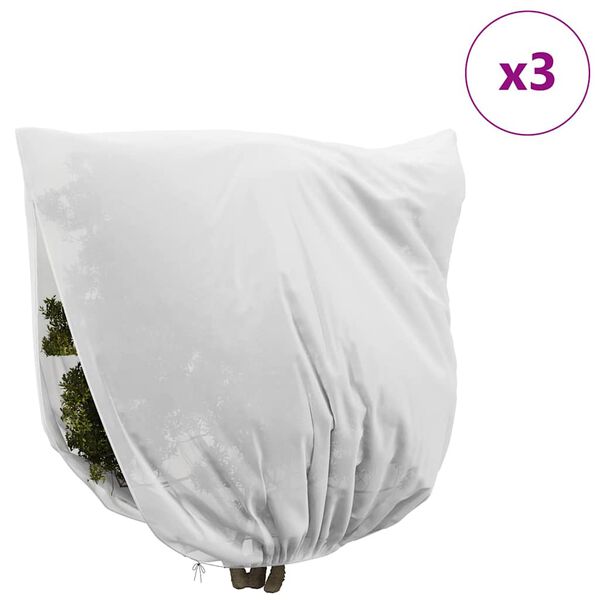 vidaXL Capas de Fleece para Prote&ccedil;&atilde;o Contra Geada 3 pcs Branco
