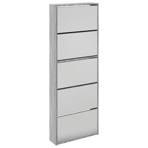 vidaXL Sapateira com espelho 5 divis&oacute;rias 63x17x169,5 cm cinza sonoma