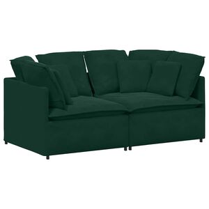 vidaXL Sof&aacute; modular com almofadas veludo verde-escuro