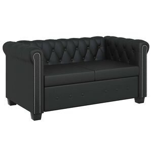 vidaXL Sof&aacute; Chesterfield de 2 lugares em couro artificial preto