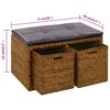 vidaXL Banco com 2 cestos erva marinha 71x40x42 cm castanho