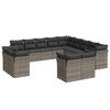 vidaXL 13 pcs conjunto sof&aacute;s p/ jardim c/ almofad&otilde;es vime PE cinzento