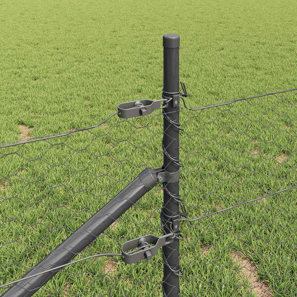 vidaXL Poste de Cerca Cinzeto 10 x 0,4 m (malha de 36 mm) A&ccedil;o e PVC