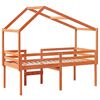 vidaXL Cama alta com telhado 90x200 cm pinho maci&ccedil;o castanho-mel