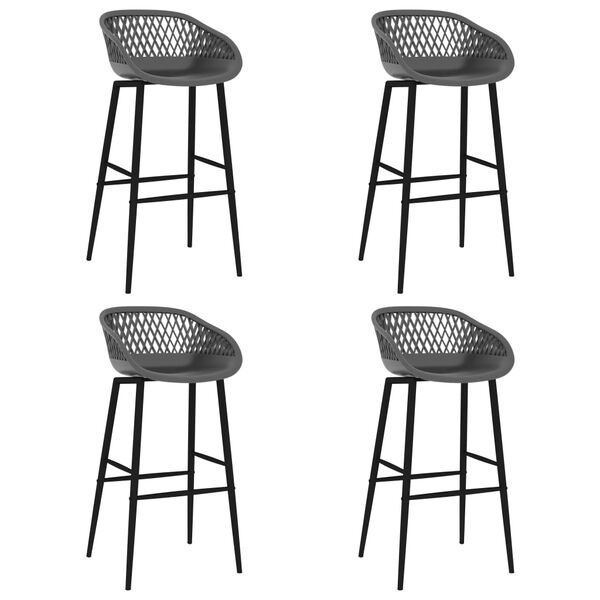 vidaXL Cadeiras de bar 4 pcs cinzento
