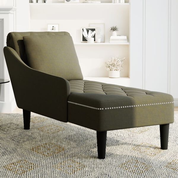 vidaXL Chaise lounge c/ almofada/apoio braços direito couro artificial