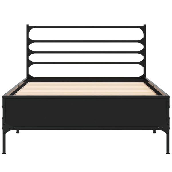 vidaXL Estrutura de cama 90x200 cm derivados de madeira/metal preto