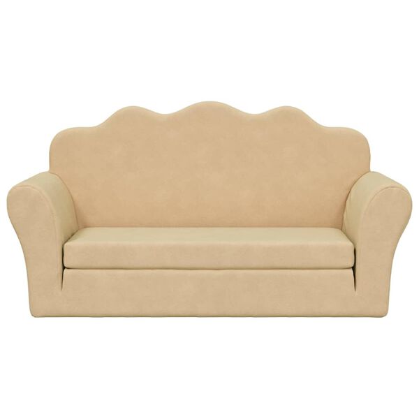 vidaXL Sof&aacute;-cama infantil de 2 lugares pel&uacute;cia cor creme