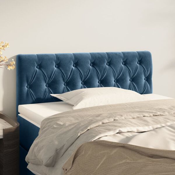 vidaXL Cabeceira de cama veludo 90x7x78/88 cm azul-escuro