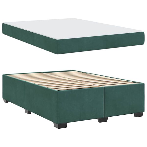 vidaXL Estrutura da Cama com colch&atilde;o Verde Escuro 140 x 200 cm tecido