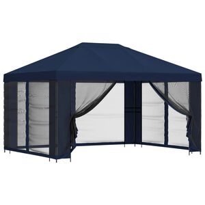 vidaXL Gazebo de Jardim com Laterais 4 &times; 3 m Azul Poli&eacute;ster e A&ccedil;o