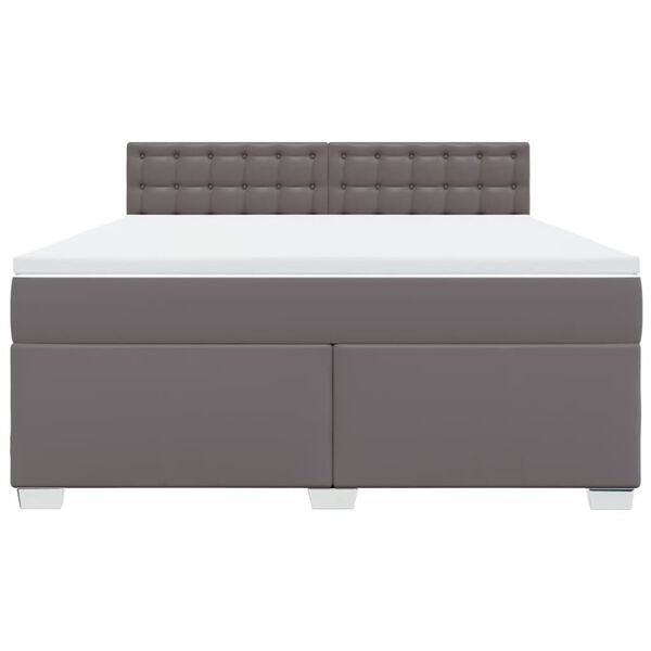 vidaXL Cama com molas/colch&atilde;o 180x200 cm couro artificial cinza