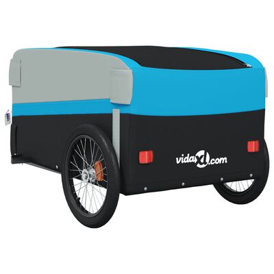 vidaXL Reboque para bicicleta 45 kg ferro preto e azul