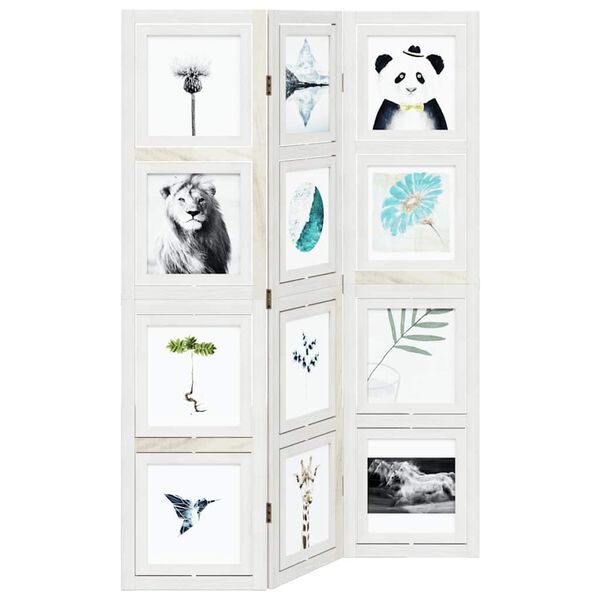 vidaXL Biombo com 3 pain&eacute;is madeira de paulownia maci&ccedil;a branco