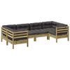 vidaXL 6 pcs conjunto sof&aacute;s de jardim c/ almofad&otilde;es pinho impregnado