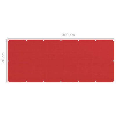 vidaXL Tela de varanda 120x300 cm PEAD vermelho