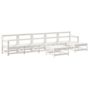 vidaXL 7 pcs conjunto lounge de jardim pinho maci&ccedil;o branco