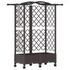 vidaXL Cama Elevada com Treli&ccedil;a e Telhado Castanho 124 x 40 x 129 cm