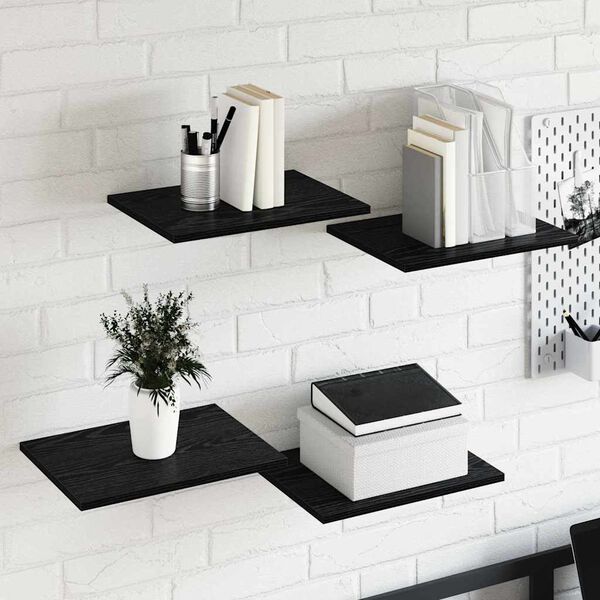 vidaXL Estante de Prateleira 4 pcs Preto 40 x 30 x 1,5 cm