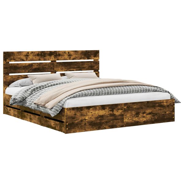 vidaXL Estrutura da Cama com gaveta Carvalho Defumado 180 x 200 cm