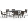 vidaXL 7 pcs conjunto de jantar p/ jardim c/ almofadões vime PE e aço