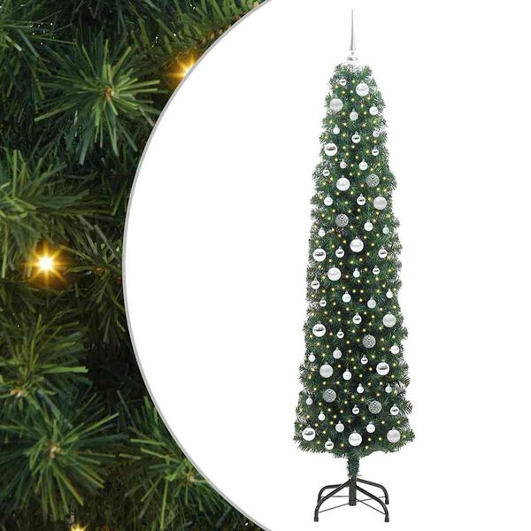 vidaXL &Aacute;rvore de Natal Artificial Verde 210 cm PVC e A&ccedil;o e Pl&aacute;stico