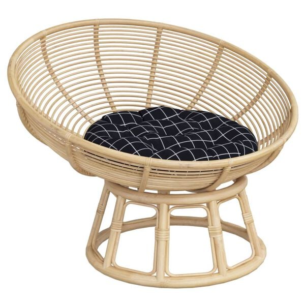 vidaXL Almofad&atilde;o redondo &Oslash; 60 x11 cm tecido oxford xadrez preto