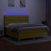 vidaXL Cama box spring c/ colch&atilde;o e LED 160x200 cm tecido verde