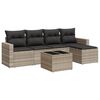 vidaXL 6 pcs conj. sof&aacute;s jardim com almofad&otilde;es vime PE cinzento-claro