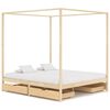 vidaXL Estrutura de cama p/ dossel c/ 4 gavetas 160x200cm pinho maci&ccedil;o