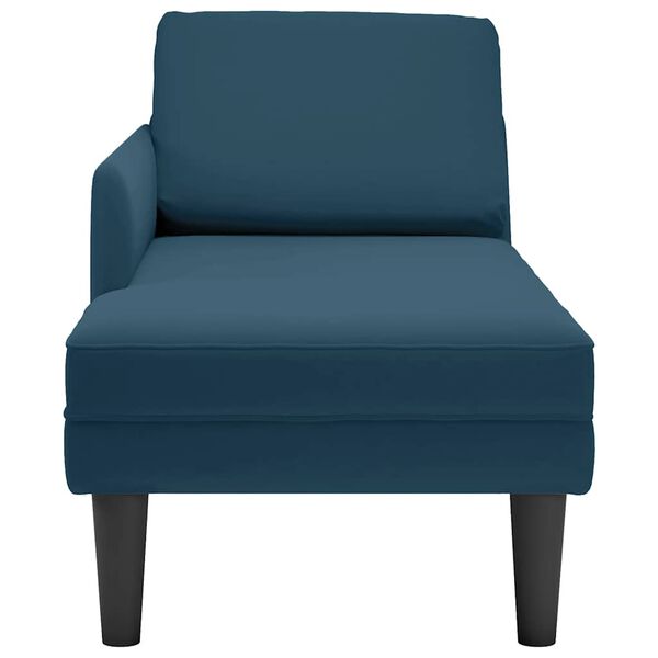 vidaXL Chaise lounge c/ almofada/apoio de bra&ccedil;os direito veludo azul